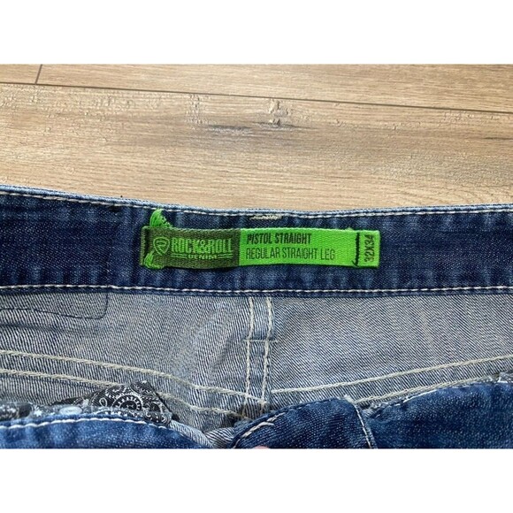 Rock & Roll Denim Pistol Straight Mens 32X34 Cowboy Thick Stitch Jeans - Picture 4 of 11